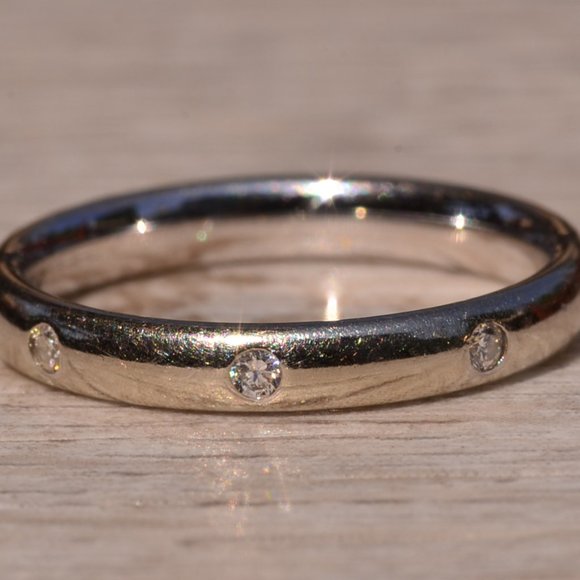 Benchmark Signed White Gold Natural Diamond Stackable Band - Picture 3 of 7